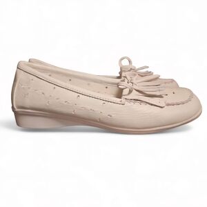 Beacon White Leather Slip On loafer Sz7 Fisherman Aesthetic Preppy Coastal Cool